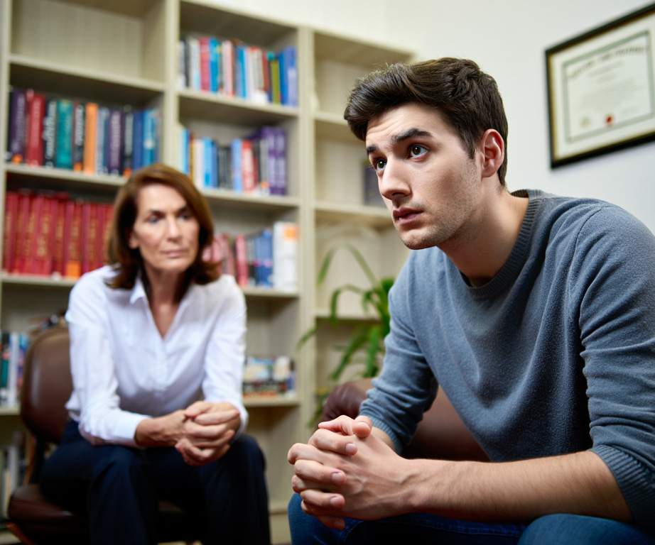 Мужчина на приеме у психотерапевта